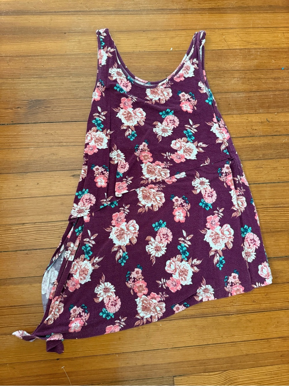 Latched Mama Plum Floral Tie-Hem Tank Top